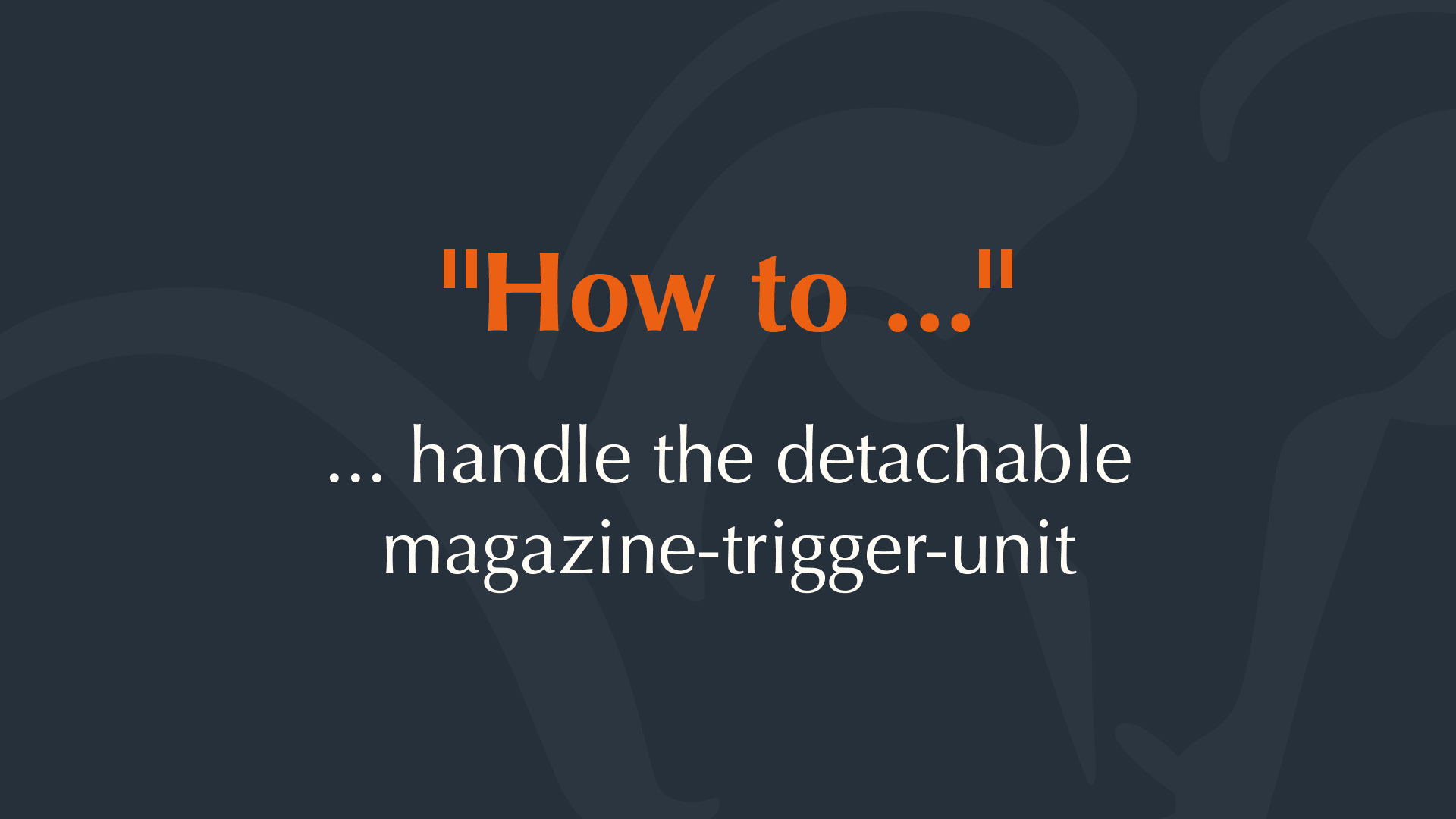 How to ... handle the detachable magazine
