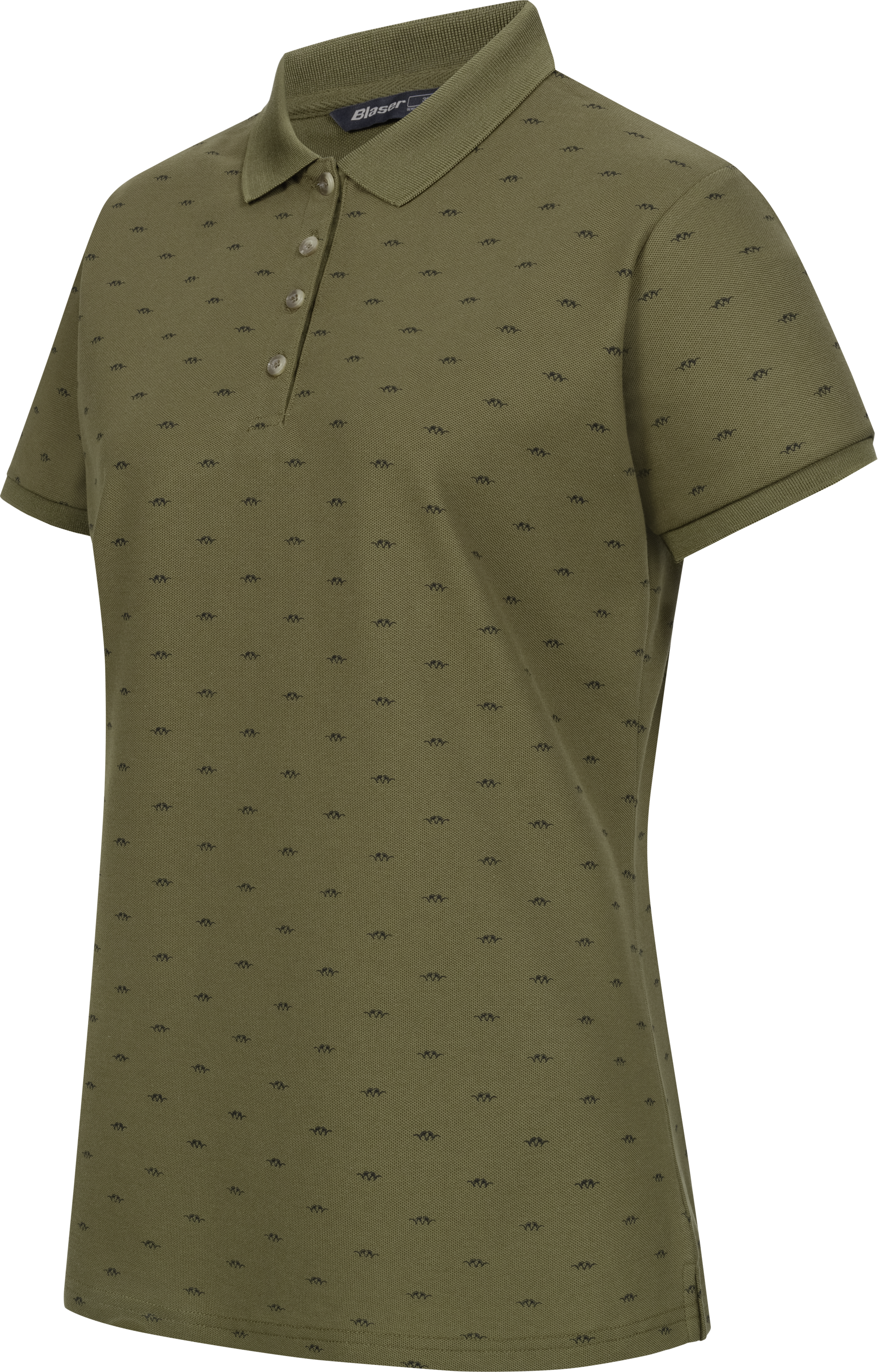Women’s Allover Polo Shirt dunkel oliv/schwarz