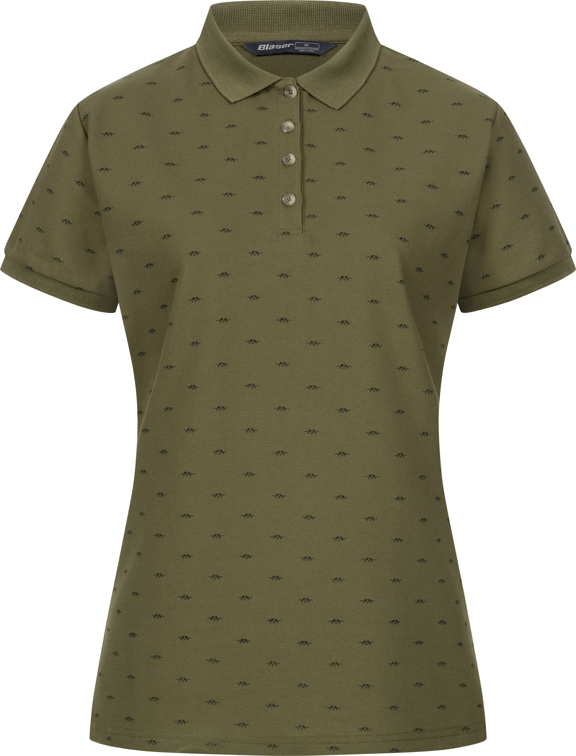 Women’s Allover Polo Shirt dunkel oliv/schwarz