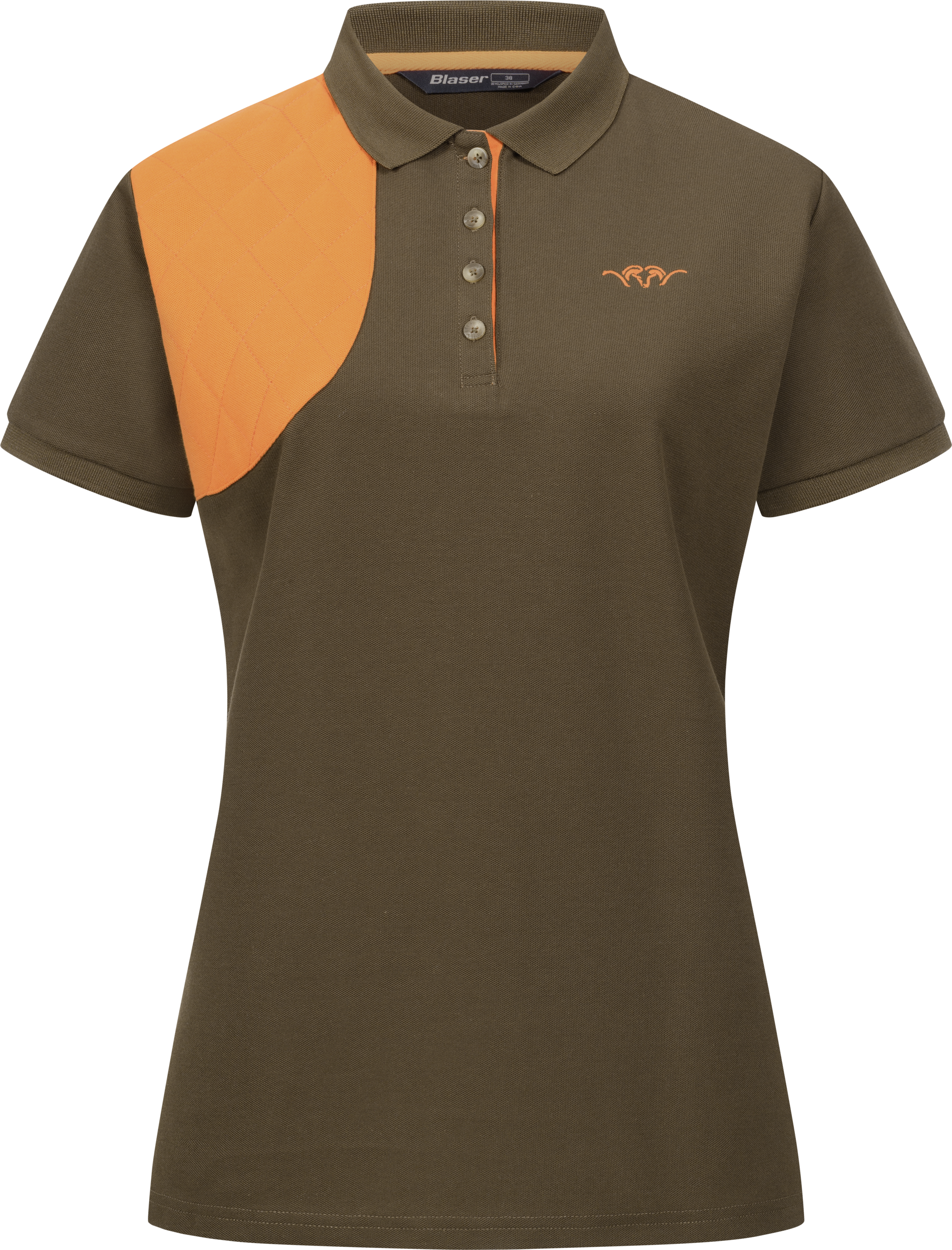 Women’s Polo Shirt Shooting Patch dunkelbraun/orange